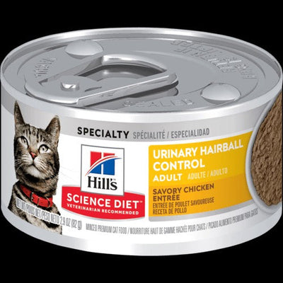 Hills Cat Wet Can Adult Urinary Hairball Control Savory Chicken Entree 82gm-Cat Food & Treats-Ascot Saddlery