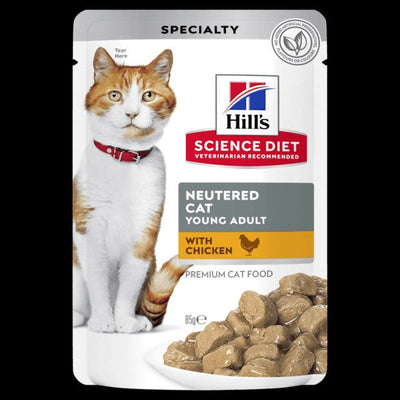 Hills Cat Wet Pouch Adult Neutered Salmon 85gm Box Of 12-Cat Food & Treats-Ascot Saddlery