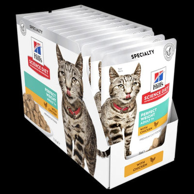 Hills Cat Wet Pouch Perfect Weight Chicken 85gm Box Of 12-Cat Food & Treats-Ascot Saddlery