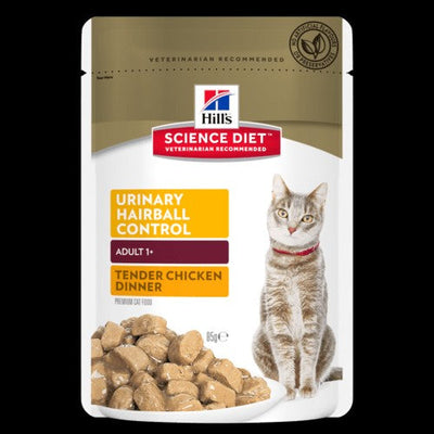 Hills Cat Wet Pouch Urinary Hairball Chicken 85gm Box Of 12-Cat Food & Treats-Ascot Saddlery