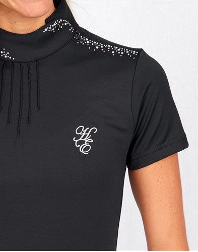 Huntington Olivia Show Shirt With Diamantes Navy Ladies-CLOTHING: Clothing Ladies-Ascot Saddlery