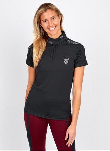 Huntington Olivia Show Shirt With Diamantes Navy Ladies-CLOTHING: Clothing Ladies-Ascot Saddlery