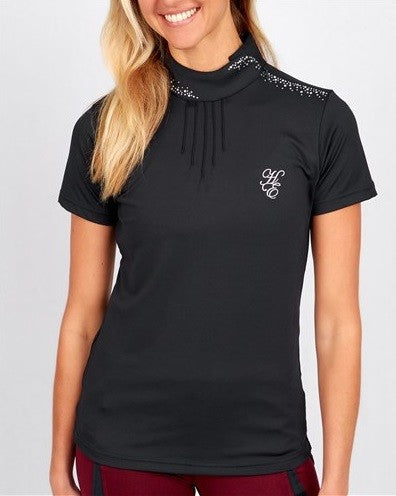 Huntington Olivia Show Shirt With Diamantes Navy Ladies-CLOTHING: Clothing Ladies-Ascot Saddlery