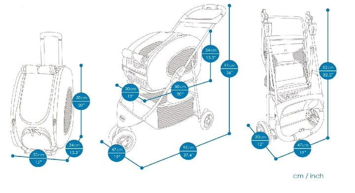 Ibiyaya Eva Pet Carrier And Stroller 5in1 Combo Tangerine-Dog Kennels Carriers & Pens-Ascot Saddlery