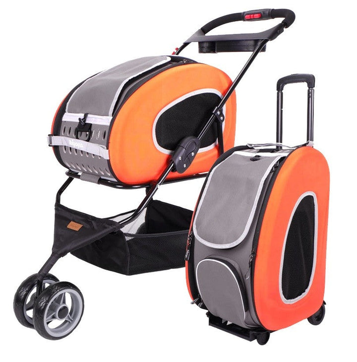 Ibiyaya Eva Pet Carrier And Stroller 5in1 Combo Tangerine-Dog Kennels Carriers & Pens-Ascot Saddlery