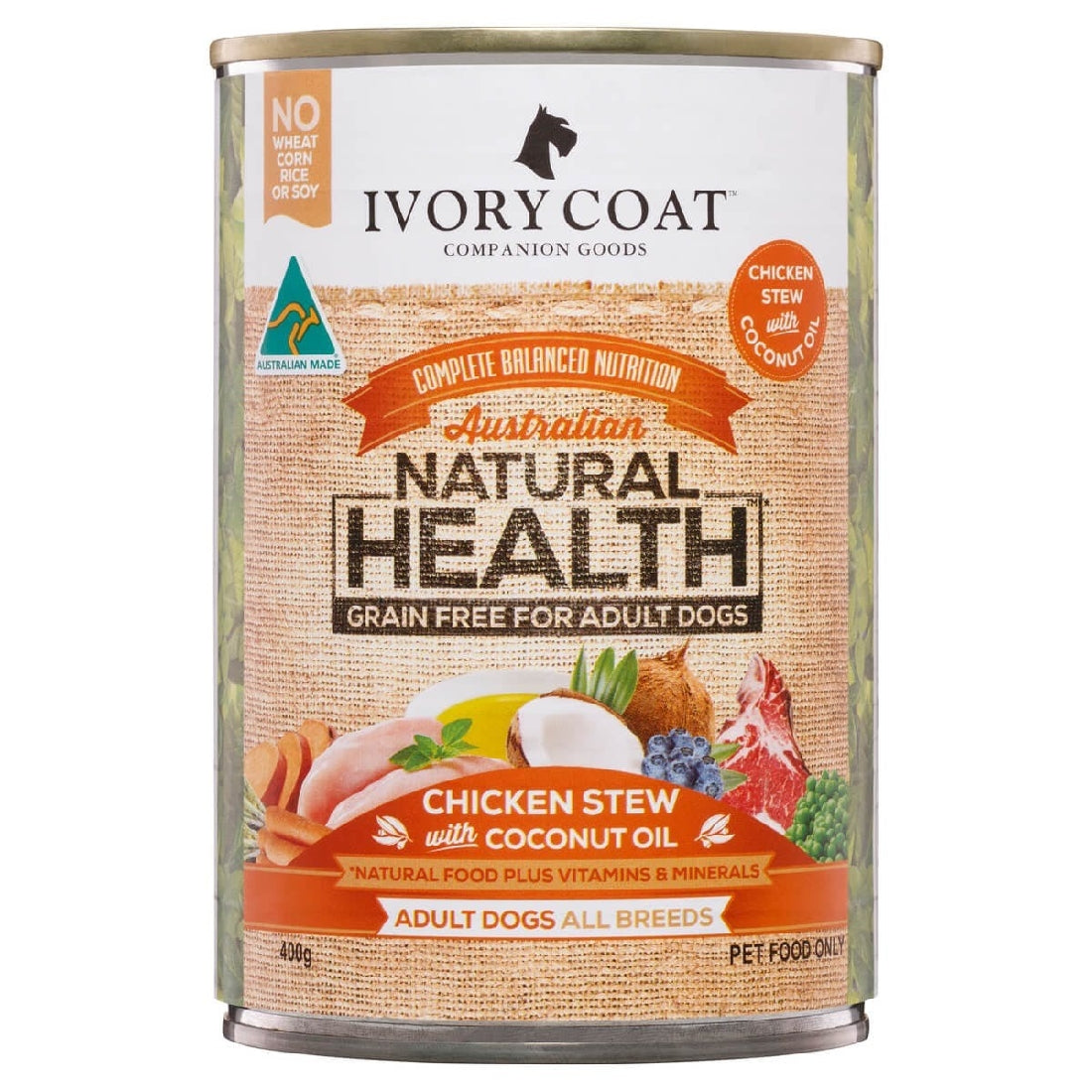 Ivory Coat Dog Wet Can Grainfree Chicken & Coconut Stew 400gm