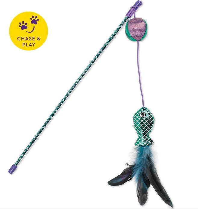 Kazoo Cat Toy Ripple Fish Wand-Cat Gyms & Toys-Ascot Saddlery