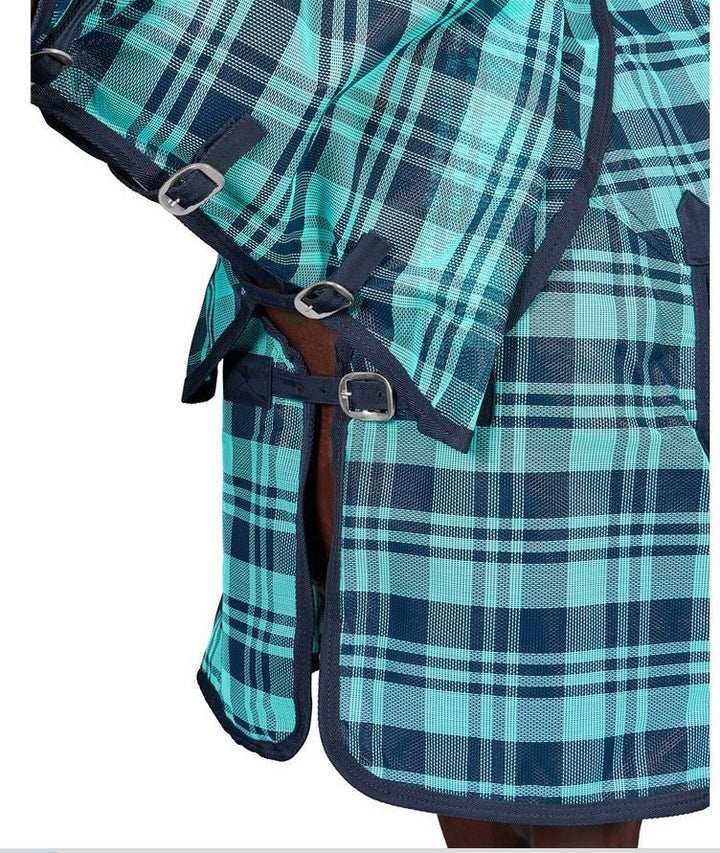Koolmaster Shade Mesh Combo Turquoise & Navy-RUGS: Summer Rugs, Neck Rugs & Hoods-Ascot Saddlery