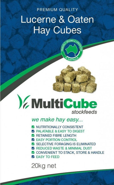 Multi Cube Lucerne & Oaten Hay Cubes 20kg-STABLE: Horse Feed-Ascot Saddlery