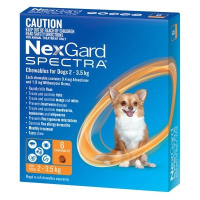 Nexgard Spectra Dog 2kg-3.5kg 6 Pack-Dog Wormer & Flea-Ascot Saddlery