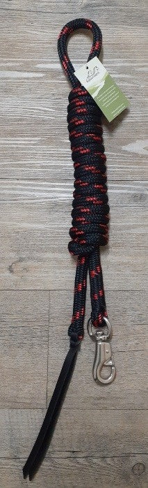 Nungar Lead Cast Bull Clip 12mm 12ft Black & Red-HORSE: Lungeing & Schooling-Ascot Saddlery