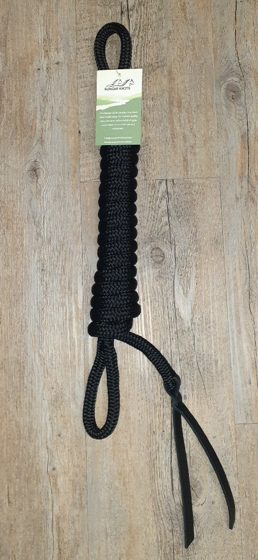 Nungar Lead Clipless 12mm 12ft Black-HORSE: Lungeing & Schooling-Ascot Saddlery