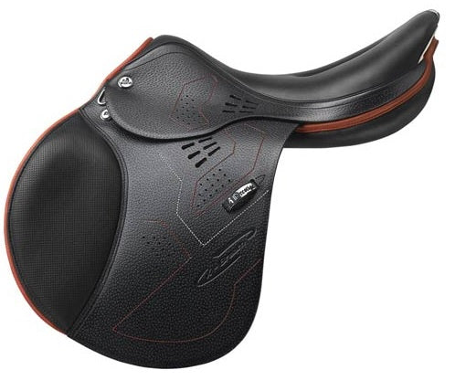 Prestige X Breath Jumping Saddle Black & Red-SADDLES: Jumping Saddles-Ascot Saddlery