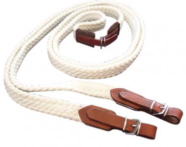 Reins Cotton Plaited Red Centre-HORSE: Stock & Western-Ascot Saddlery