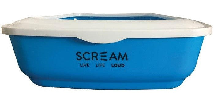 Scream Litter Tray Rectangle 50cmx35cmx14cm Loud Blue-Cat Litter & Accessories-Ascot Saddlery