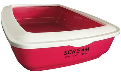 Scream Litter Tray Rectangle 50cmx35cmx14cm Loud Pink-Cat Litter & Accessories-Ascot Saddlery