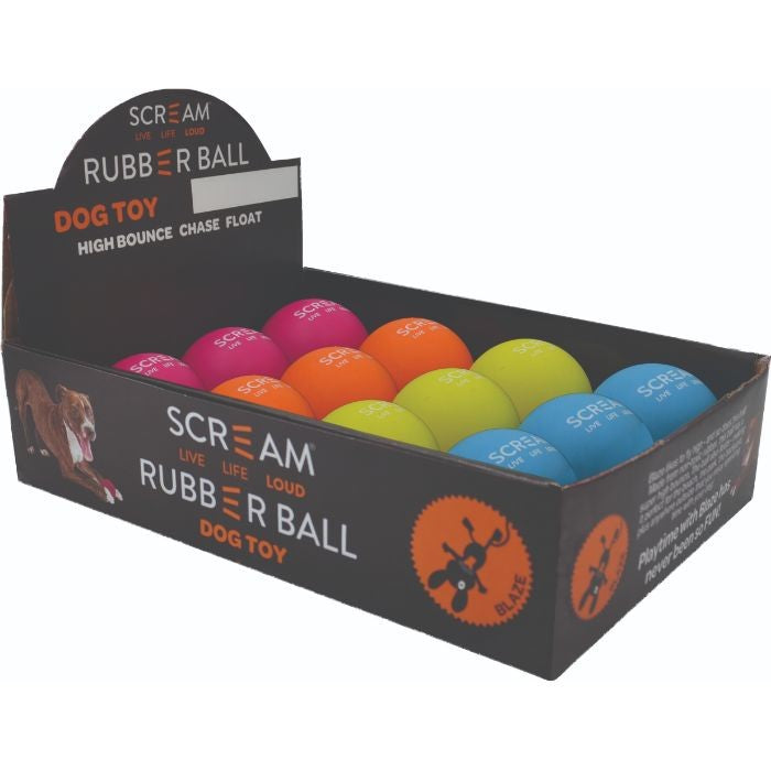 Scream Rubber Dog Ball Ass Colours-Dog Toys-Ascot Saddlery