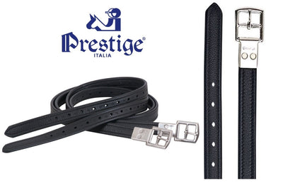Stirrup Leathers Prestige Non Stretch Black-HORSE: Stirrup Leathers-Ascot Saddlery