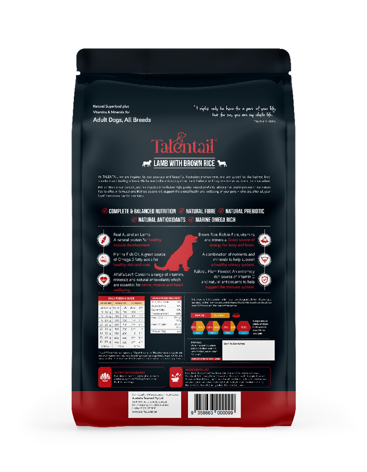 Talentail Dog Food Lamb & Brown Rice 3.5kg-Dog Food-Ascot Saddlery