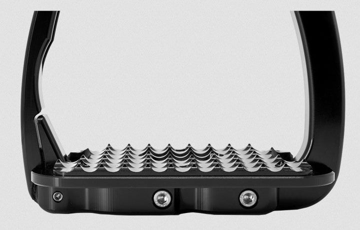 Tech Stirrup Irons Venice Dressage Sloped Safety Stirrups Black & Black-HORSE: Stirrup Irons-Ascot Saddlery