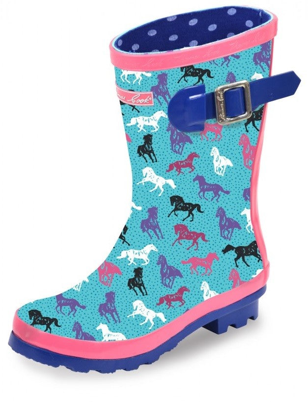 Thomas Cook Gumboot Kids Horse Play W22 Pale Blue & Pink