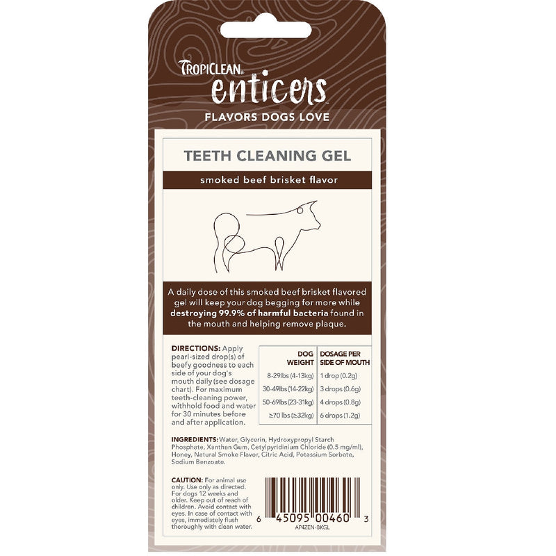 Tropiclean Enticers Teeth Cleaning Gel Smoked Beef Brisket-Dog Potions & Lotions-Ascot Saddlery