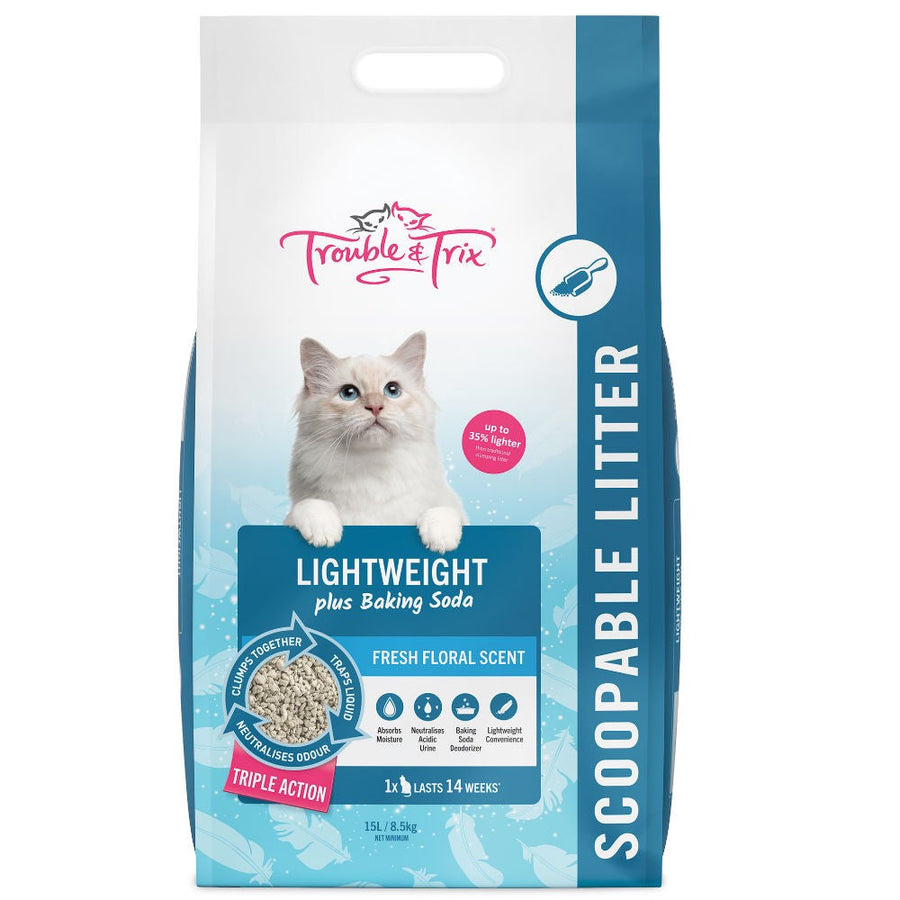 Trouble & Trix Litter Lightweight & Baking Soda 15lit-Cat Litter & Accessories-Ascot Saddlery