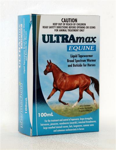Ultramax Liquid Wormer & Boticide & Tapeworm 100ml Pharmachem-STABLE: Wormers-Ascot Saddlery