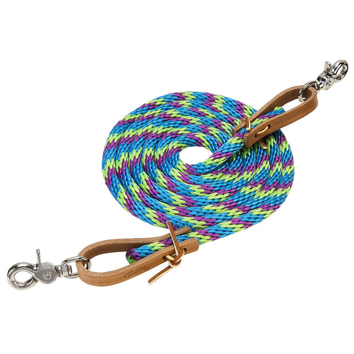 Weaver Western Roper Rein 1/2" X 8ft Purple & Blue & Green-HORSE: Stock & Western-Ascot Saddlery