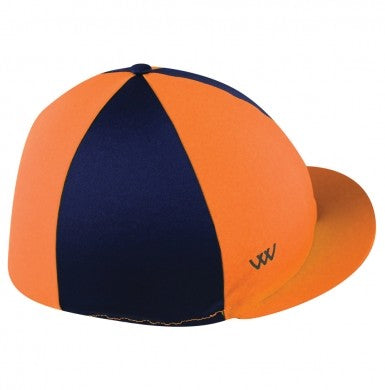 Woof Hat Cover Orange & Navy-RIDER: Helmets-Ascot Saddlery