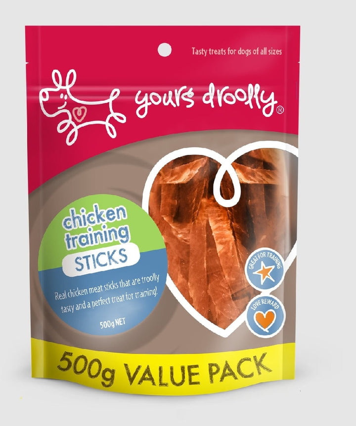 Yours Droolly Dog Treat Chicken Training Sticks 500gm-Dog Treats-Ascot Saddlery