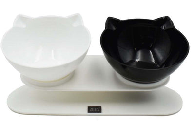 Zees Cat Bowl Elevated & Tilted Double 2 X 250ml-Cat Accessories-Ascot Saddlery