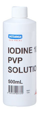 Iodine 10% Vetsense 500ml Pvp Solution