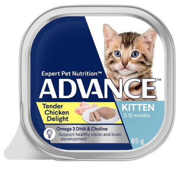 Advance Cat Wet Tray Kitten Tender Chicken Delight 7 X 85gm