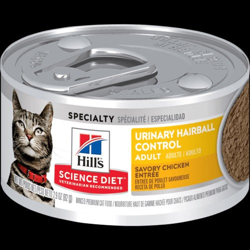 Hills Cat Wet Can Adult Urinary Hairball Control Savory Chicken Entree 82gm