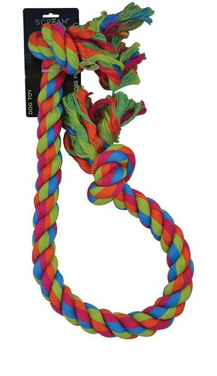 Toy Dog Scream 2 Knot Jumbo Rope