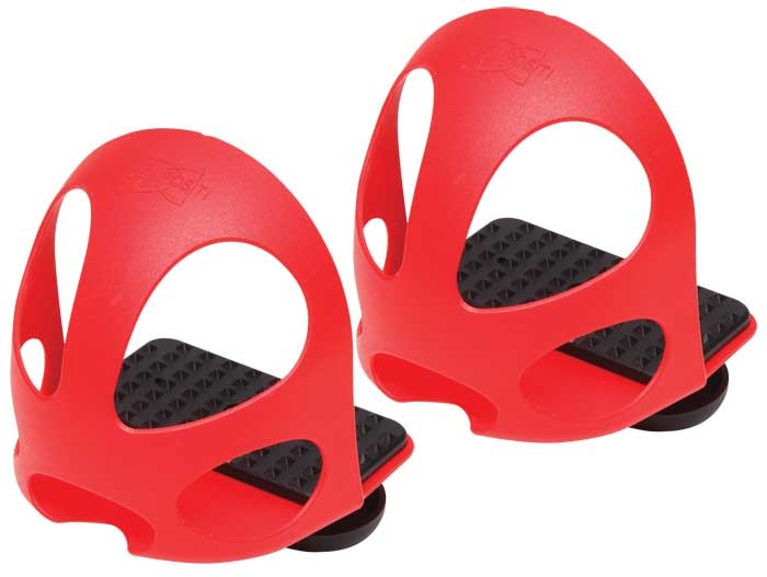 Toe Cage Stirrup Irons Pair Red [:large]