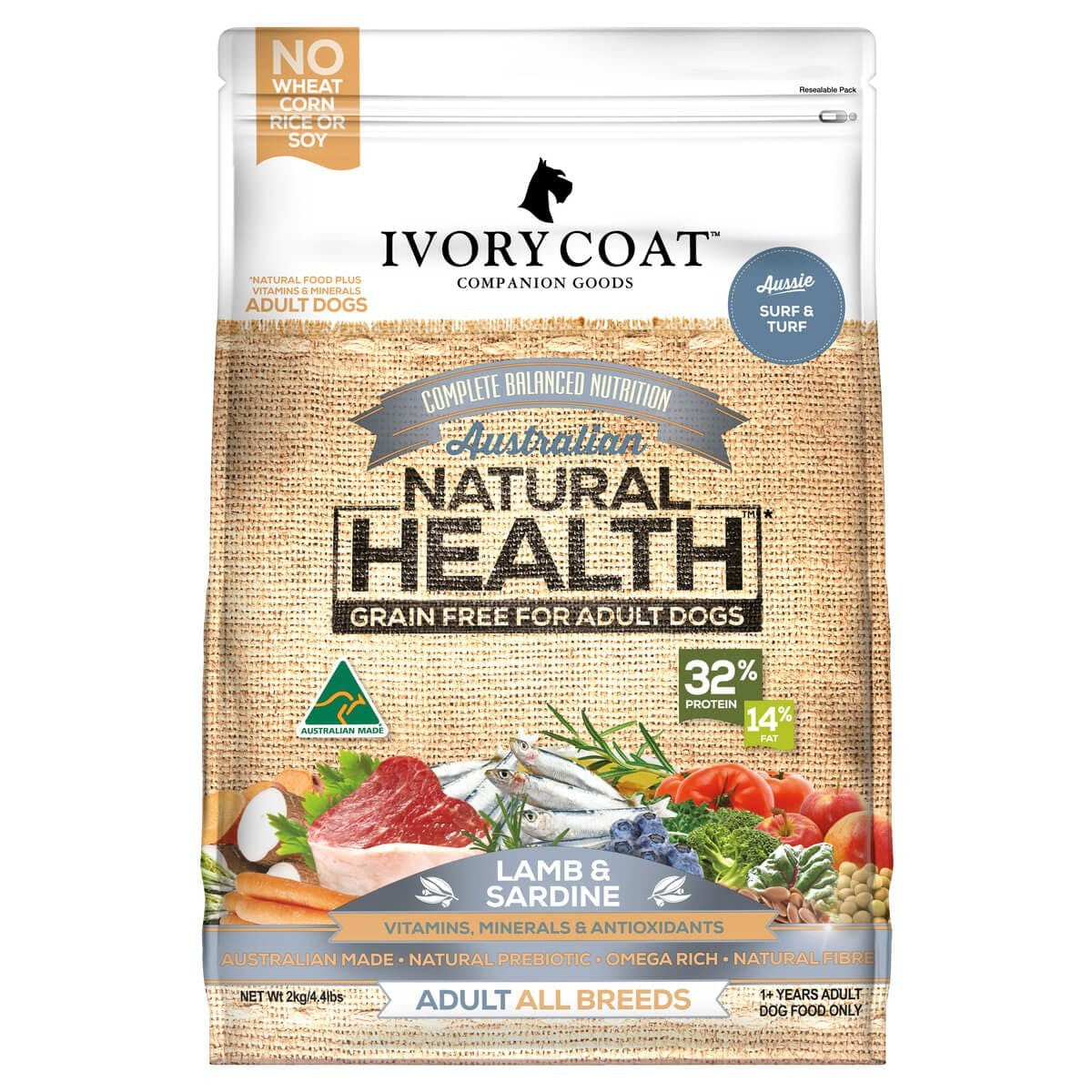 Ivory Coat Dog Grainfree Lamb & Sardine 2kg