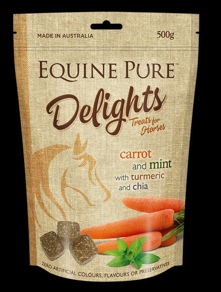 Horse Treat Equine Pure Delights Carrot Mint Turmeric Chia [:500gm]