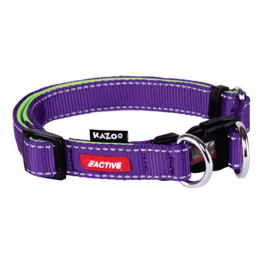 Kazoo Dog Collar Active Adjustable Purple & Lime [:extra Large]