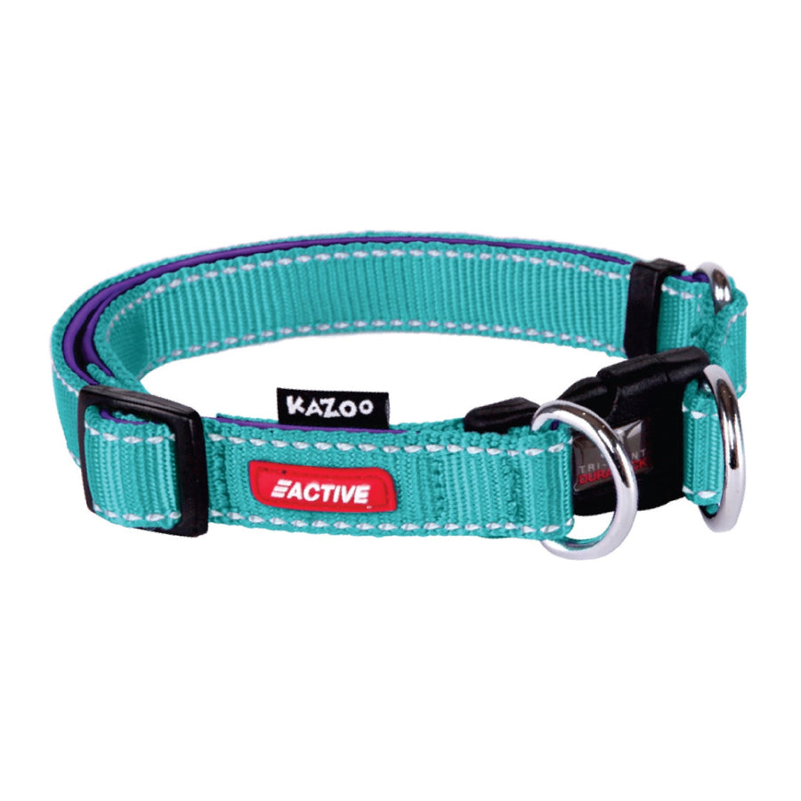 Kazoo Dog Collar Active Adjustable Aqua & Purple [:extra Large]