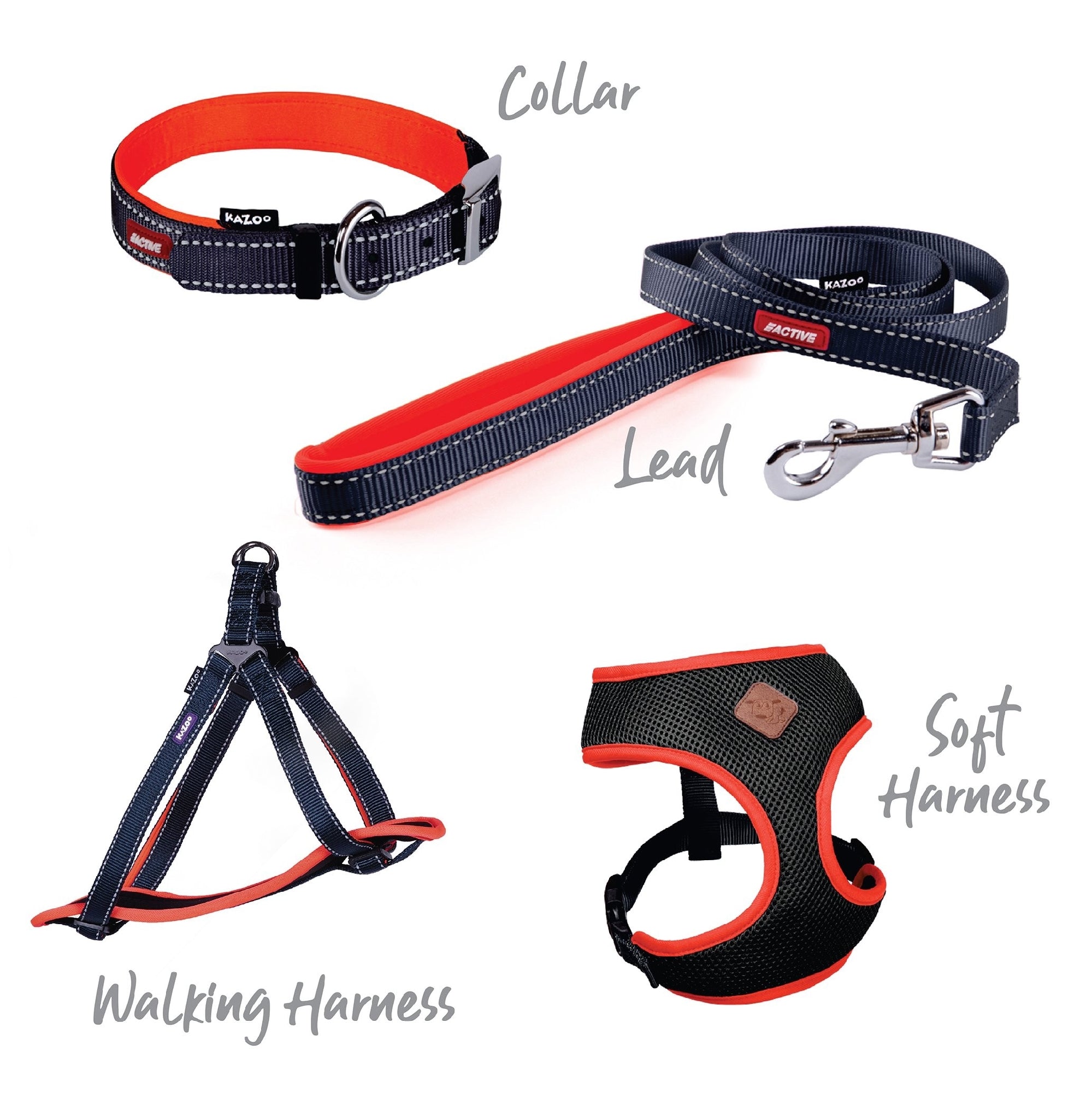 Kazoo Dog Collar Active Slate & Orange [:extra Large]