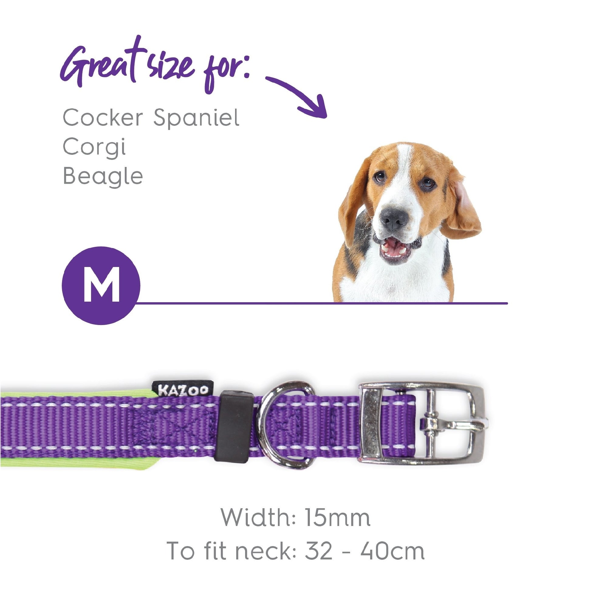 Kazoo Dog Collar Active Purple & Lime [:extra Large]