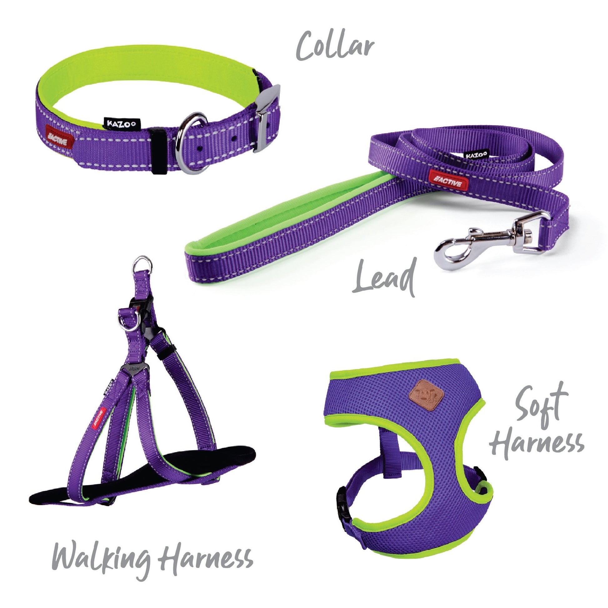 Kazoo Dog Collar Active Purple & Lime [:extra Large]