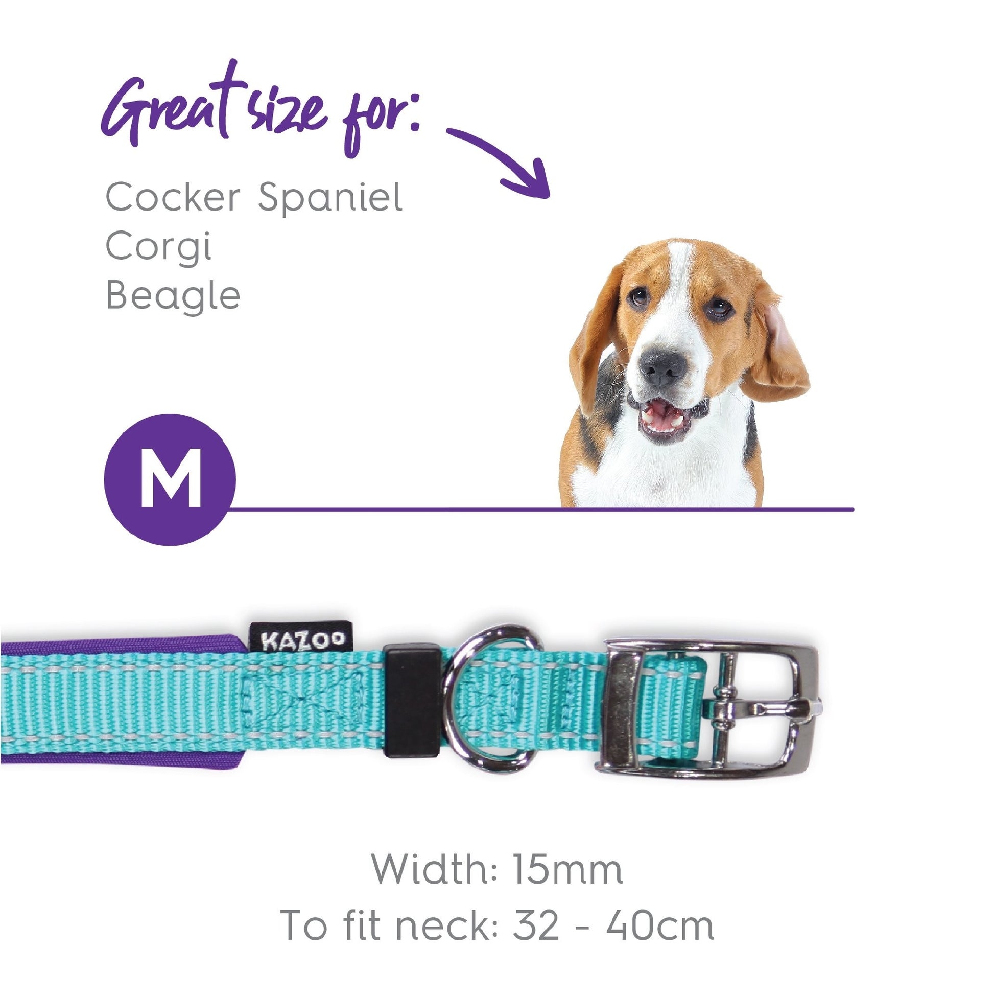 Kazoo Dog Collar Active Aqua & Purple [:extra Large]