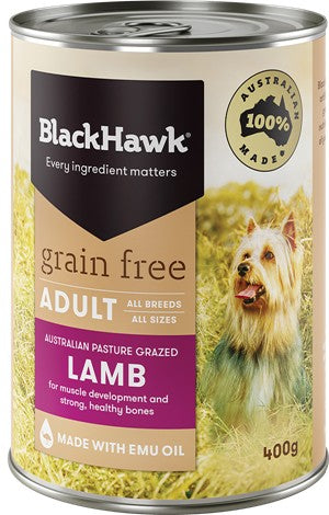 Blackhawk Dog Wet Grainfree Lamb 400gm Slab Of 12