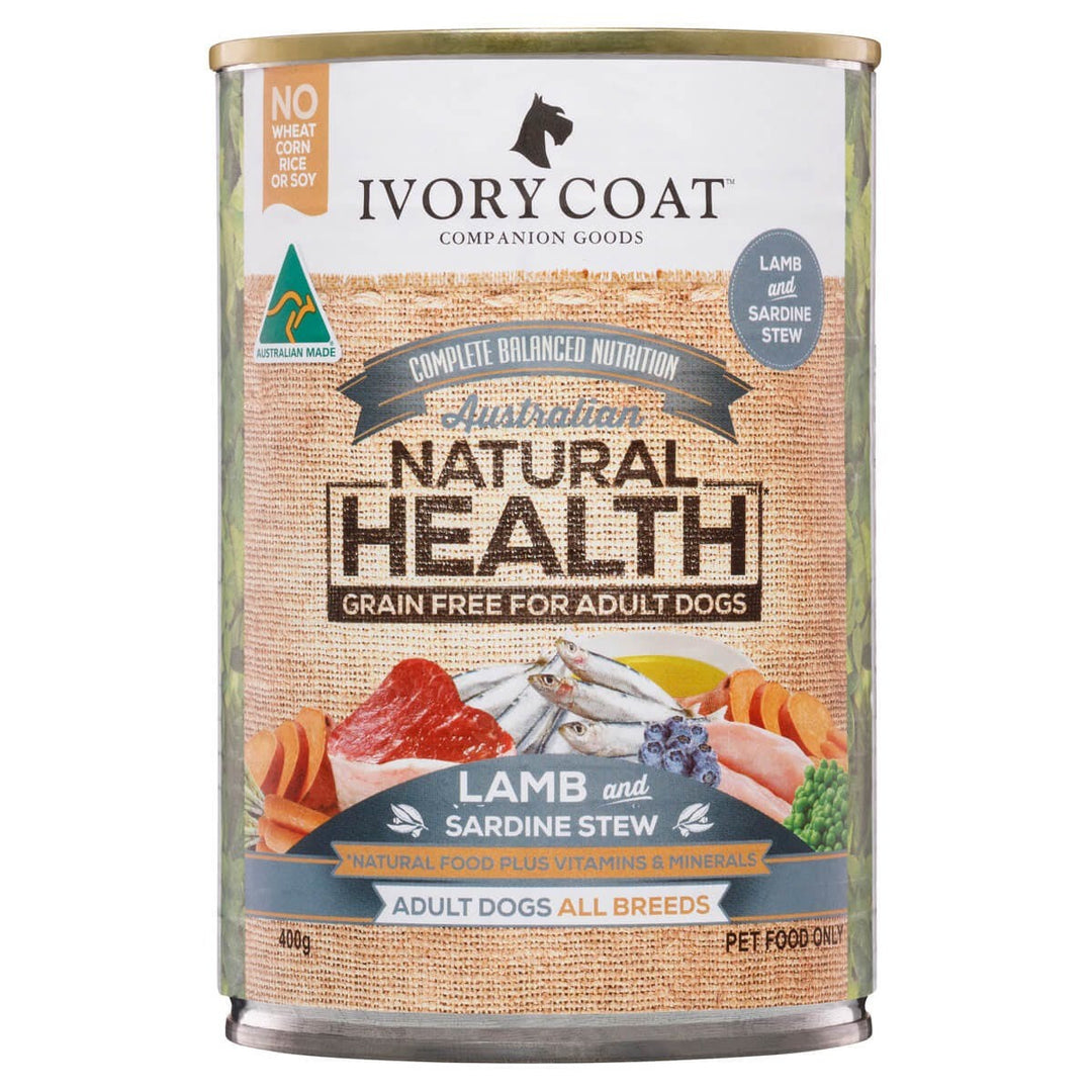 Ivory Coat Dog Wet Can Grainfree Lamb & Sardine Stew 400gm