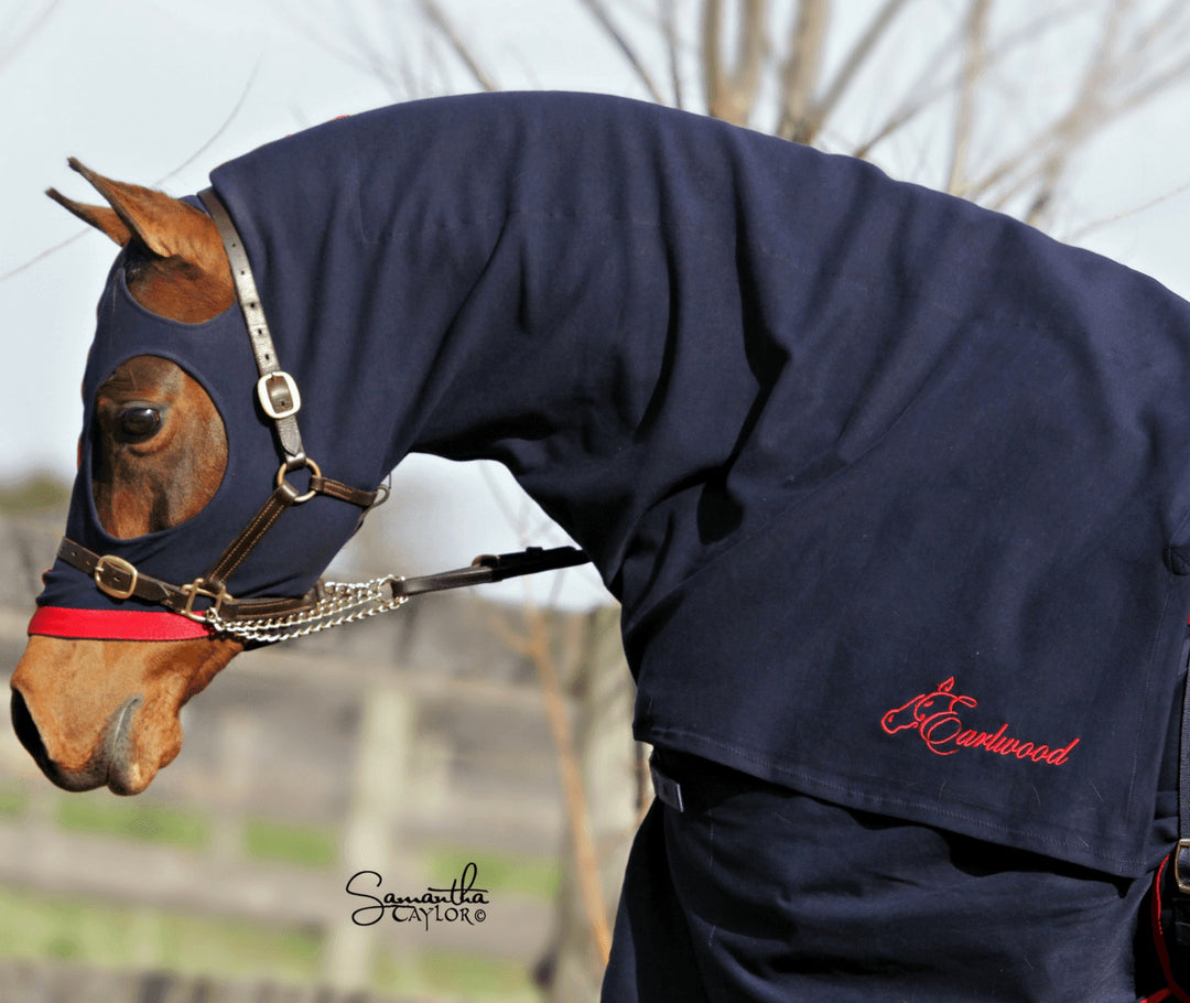 Cotton Hood Earlwood With Zip Navy & Red [:pony]