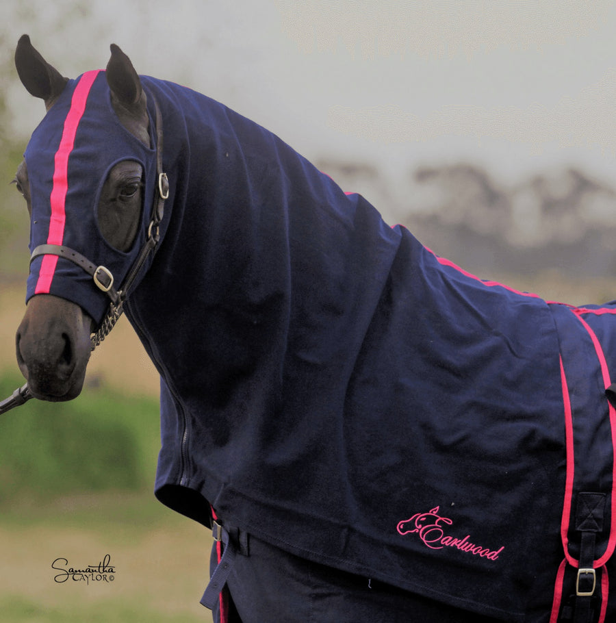 Cotton Hood Earlwood With Zip Navy & Pink [:pony]
