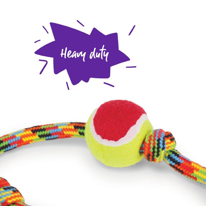 Kazoo Dog Toy Braided Rope Sling Tennis Ball [:medium]